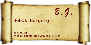 Bobák Gergely névjegykártya