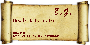 Bobák Gergely névjegykártya